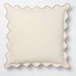 Set of 2 Studio McGee Herringbone Scalloped EdgeTan Toss Pillows